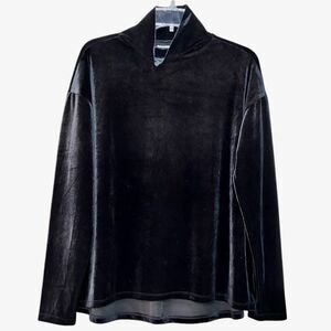 Nordstrom A-Line Mock Neck Long Sleeve Velvet Top in Black Women’s S